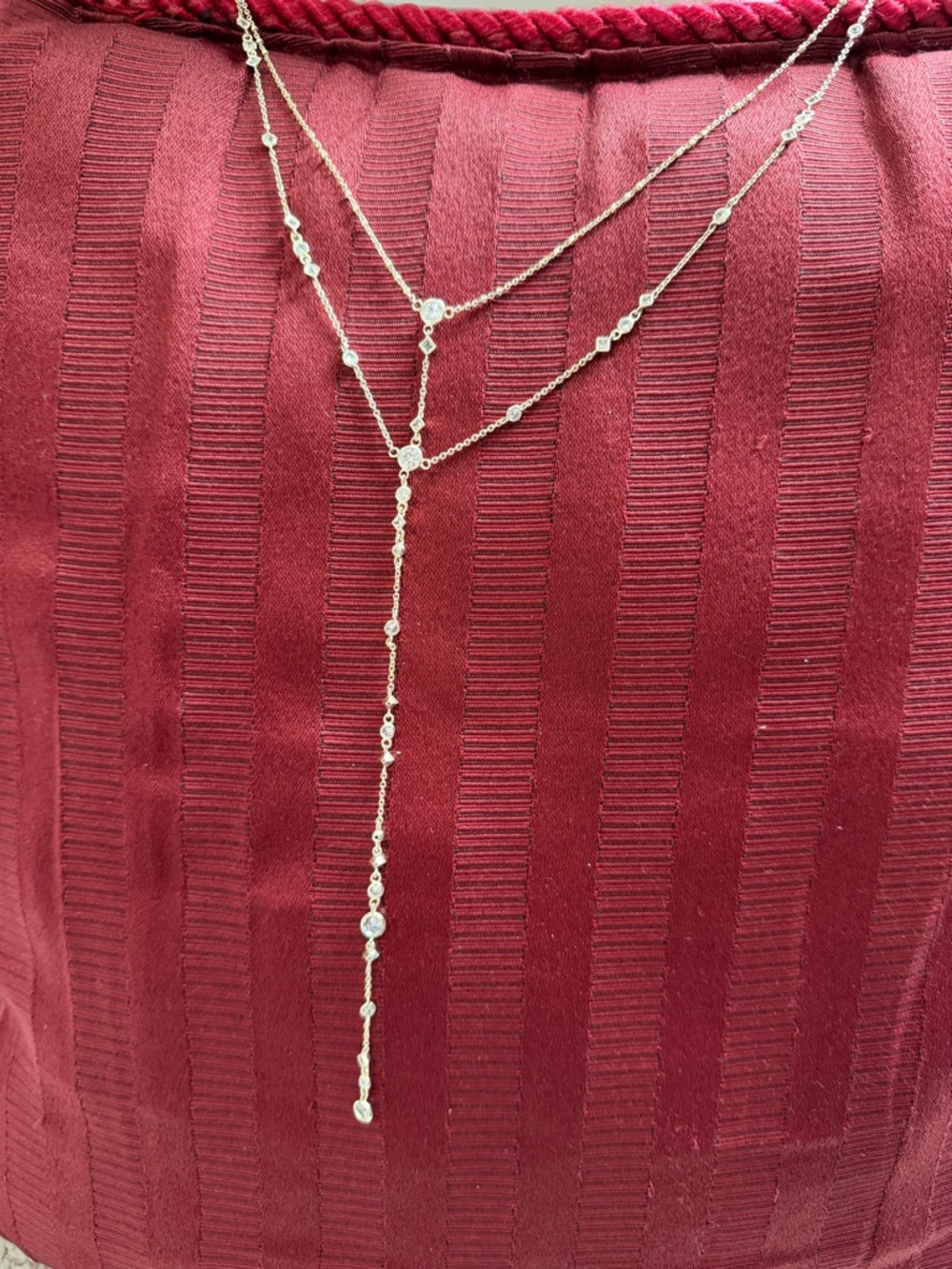 Kendra Scott Crystal Layered Lariat Necklace Silver - Picture 7 of 7